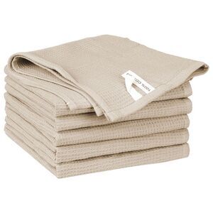 6Pack Cotton Weave Reusable Absorbent Cleaning Rags 14" x 14" Khaki